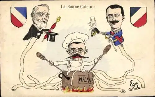 Ak La Bonne Cuisine, Viktor Emanuel III, Emile Loubet, Makkaroni