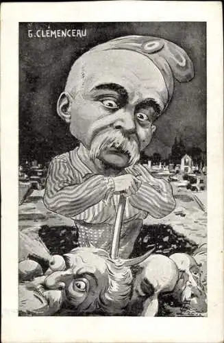 Künstler Ak Georges Clemenceau, Französischer Politiker mit Spitzhacke