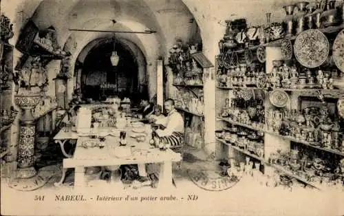 Ak Nabeul Tunesien, Interieur d'un potier arabe