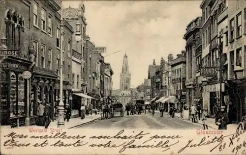 Ak Gloucester Südwestengland, Westgate Street