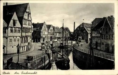 Ak Stade in Niedersachsen, Fischmarkt