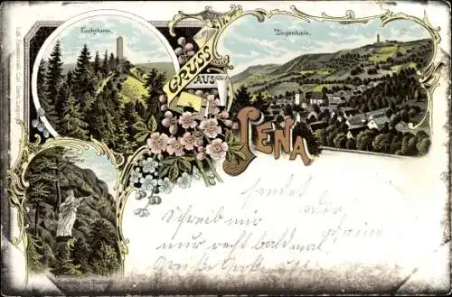 Litho Jena in Thüringen, Ziegenhain, Fuchsturm, Erlkönig bei Thalstein