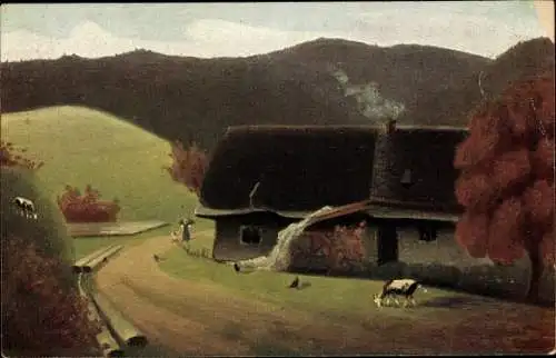 Künstler Ak Motiv aus dem Schwarzwald, Wassermühle