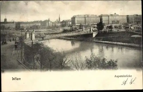 Ak Wien, Aspernbrücke, Donaukanal