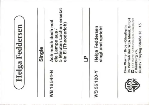 Ak Schauspielerin Helga Feddersen, Portrait, Autogramm