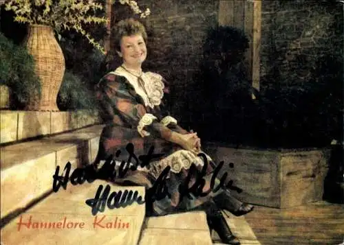 Ak Schauspielerin Hannelore Kalin, Portrait, Autogramm