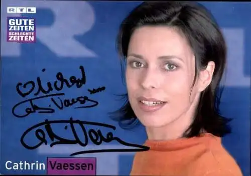Ak Schauspielerin Cathrin Vaessen, Portrait, Autogramm, TV Serie Gute Zeiten, Schlechte Zeiten