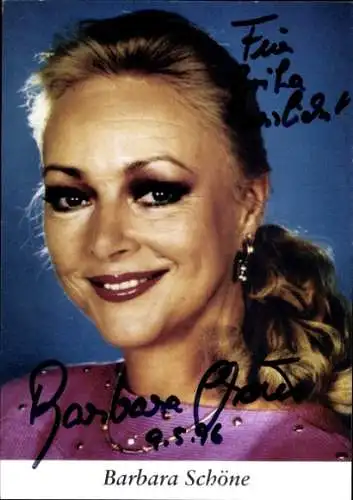 Ak Schauspielerin Barbara Schöne, Portrait, Autogramm