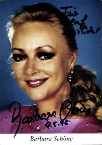 Ak Schauspielerin Barbara Schöne, Portrait, Autogramm