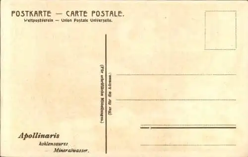 Künstler Ak Apollinaris Mineralwasser Werbung, Schwarzwälder Tracht