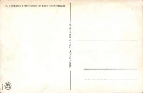 Künstler Ak Hoffmann, H., Riquewihr Reichenweier Elsaß Elsass Haut Rhin, Traubenernte