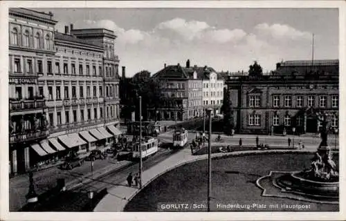 Ak Zgorzelec Görlitz Schlesien, Hindenburg-Platz, Hauptpost
