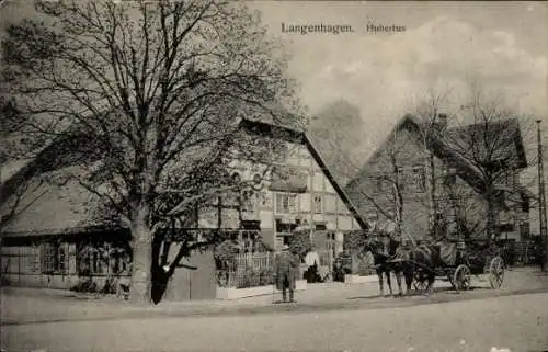 Ak Langenhagen in Niedersachsen, Gasthaus Hubertus, Kutsche
