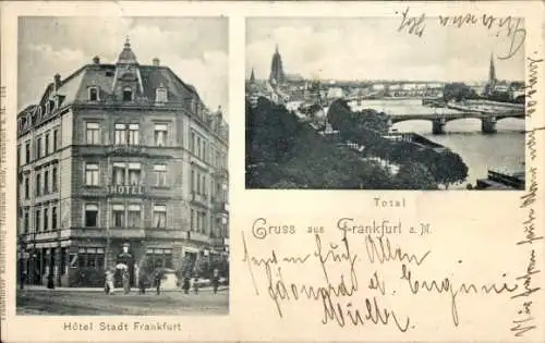 Ak Frankfurt am Main, Totalansicht, Hotel Stadt Frankfurt