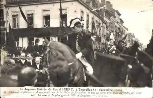 Ak Einzug von König Albert in Brüssel, 23. Dezember 1909, Chaussée d'Anders, Bürgermeister Max
