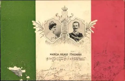 Ak Vittorio Emanuele III., Viktor Emanuel III. von Italien, Helena, Marcia Reale