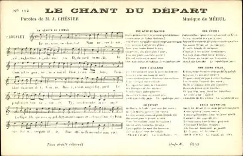 Lied Ak Le Chant du Depart, Musique de Mehul