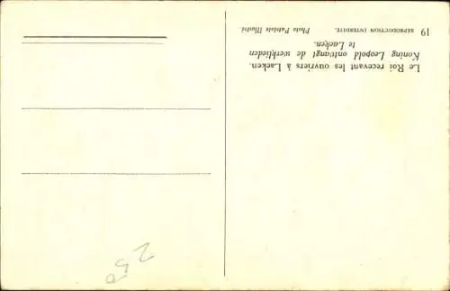 Ak Laeken Bruxelles Brüssel, König Leopold III. von Belgien, Empfang von Arbeitern