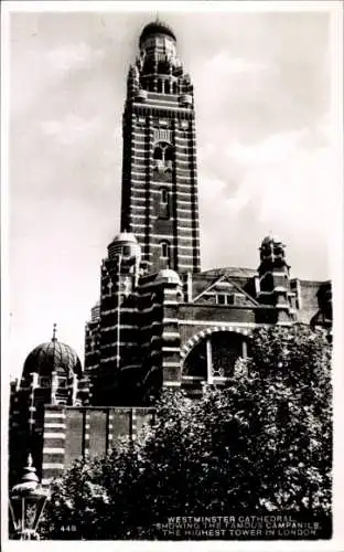Ak City of Westminster London England, Westminster Cathedral, Glockenturm