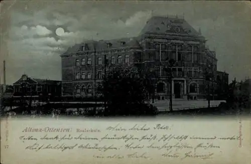 Mondschein Ak Hamburg Altona Ottensen, Realschule