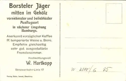 Ak Hamburg Groß Borstel, Borsteler Jäger, Stadtplan