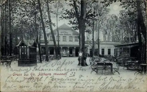 Mondschein Ak Hamburg Wandsbek Jüthorn, Restaurant, Terrasse