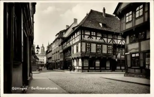 Ak Göttingen in Niedersachsen, Barfüßerstraße, Fachwerkhäuser