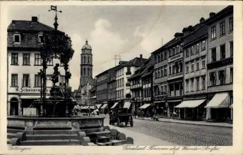 Ak Göttingen in Niedersachsen, Gänseliesel-Brunnen, Weender Straße
