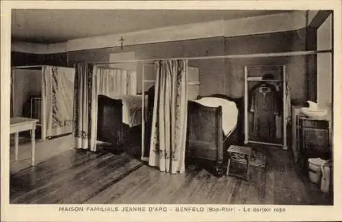 Ak Benfeld Elsass Bas Rhin, Maison Familiale Jeanne d'Arc, Dortoir rose