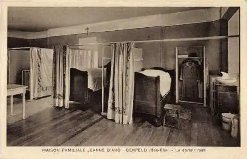 Ak Benfeld Elsass Bas Rhin, Maison Familiale Jeanne d'Arc, Dortoir rose