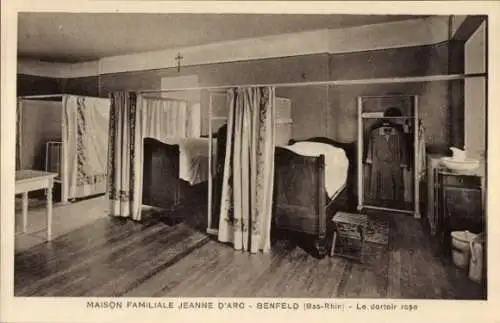 Ak Benfeld Elsass Bas Rhin, Maison Familiale Jeanne d'Arc, Dortoir rose