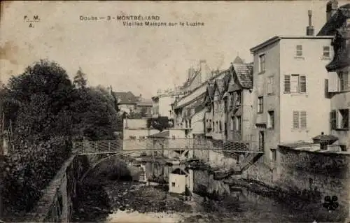 Ak Montbéliard Doubs, Vieilles Maisons sur la Luzine
