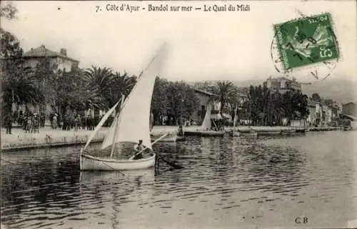 Ak Bandol sur Mer Var, Quai du Midi, Segelboot