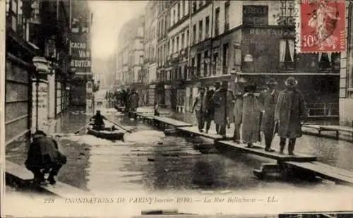 Ak Paris VII, Inondations Janvier 1910, Rue Bellechasse, Hochwasser