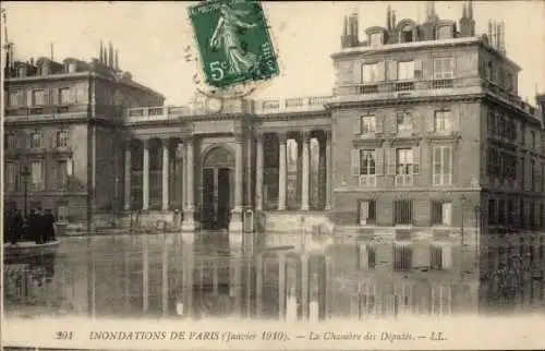 Ak Paris XIV Observatoire, Inondations Janvier 1910, Chambre des Deputes, Hochwasser
