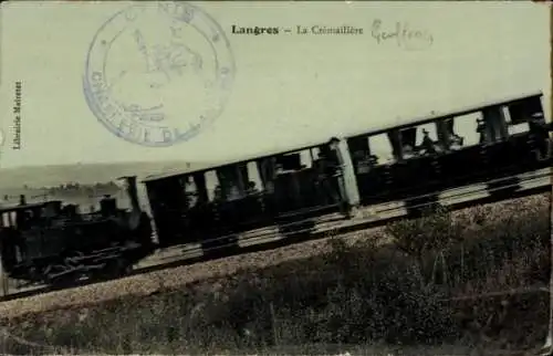 Ak Langres Haute Marne, la Cremaillere, Eisenbahn