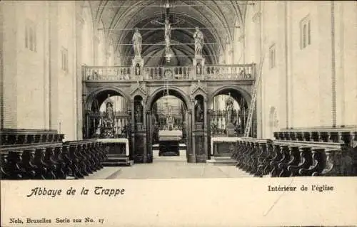 Ak Soligny la Trappe Orne, Abbaye de la Trappe, Kirche, Innenansicht