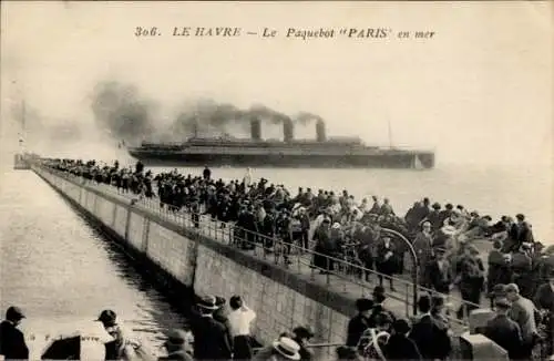 Ak Le Havre Seine Maritime, Paquebot Paris en mer