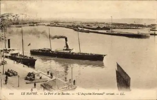 Ak Le Havre Seine Maritime, Le Port et les Bassins, L'Augustin Normand sortant