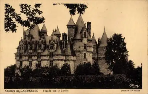 Ak Gironde, Chateau de Lambertie, Facade sur le Jardin