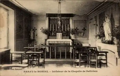 Ak Paray le Monial Saône et Loire, Interieur de la Chapelle de Bethleem