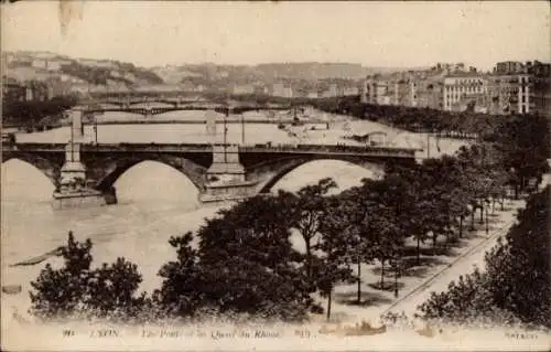 Ak Lyon Rhône, Les Ponts et les Quais du Rhone