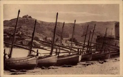 Ak Collioure Pyrénées-Orientales, Barques de peche du port d'Amont