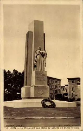 Ak Lyon Rhône, Monument aux Morts du Service de Sante militaire