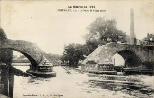 Ak Luneville Meurthe et Moselle, Zerstörte Brücke