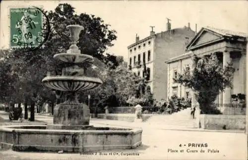 Ak Privas Ardèche, Place et Cours du Palais