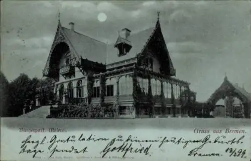 Mondschein Ak Hansestadt Bremen, Bürgerpark, Meierei