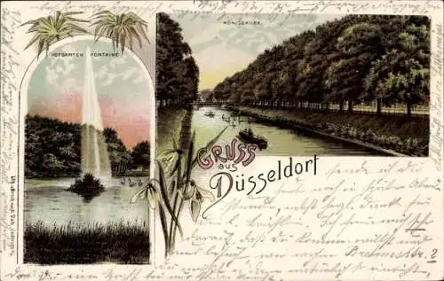 Ak Düsseldorf am Rhein, Hofgarten Fontaine, Königsallee