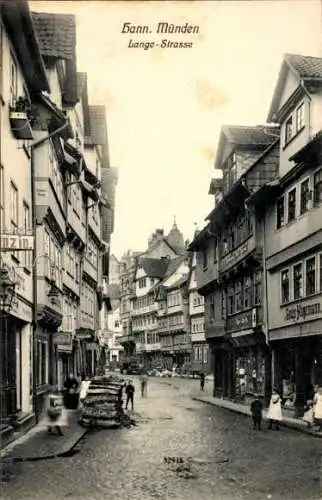 Ak Hann. Münden in Niedersachsen, Lange Straße, Geschäfte Louis Hagemann, Carl Dönitz, Bazar