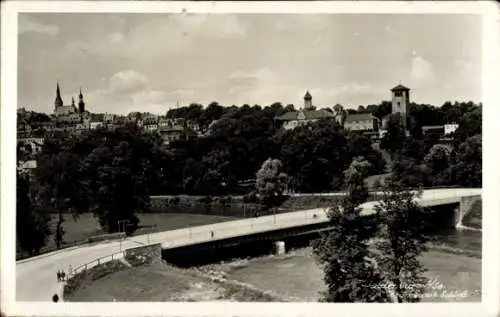 Ak Waldenburg in Sachsen, Schloss, Brücke